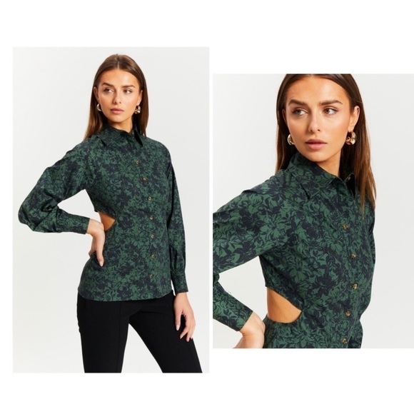 NWT THIRD FORM Garden Party Button Down Top Cutout Open Back Size US 6 - Picture 4 of 12